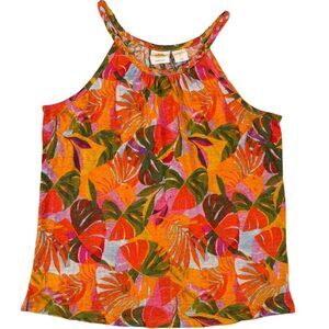 C&C California orange tropical print halter top